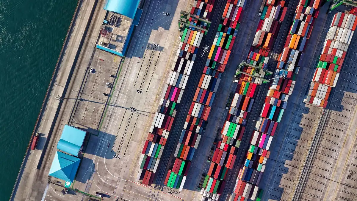 Aerial view of traffic on a multi-lane highway